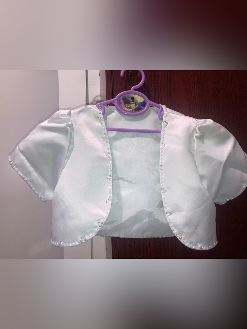 Girls White Satin Jacket